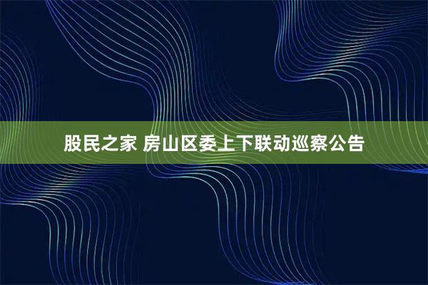 股民之家 房山区委上下联动巡察公告